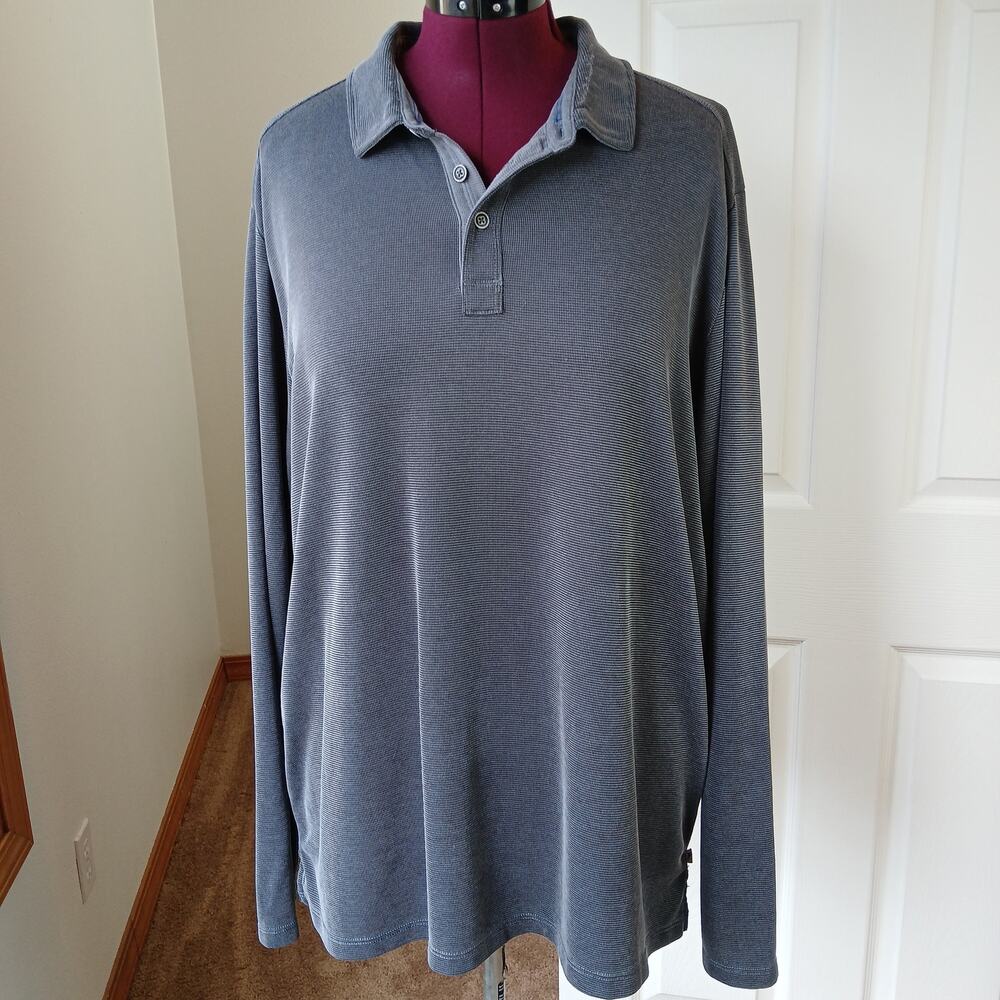 Tommy Bahama Paradiso Cove Long-Sleeve Polo XXL Big &Tall tencel blend dark grey - Picture 15 of 15